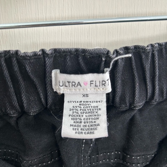 Ultra Flirt Black Pants with Elastic Waistband and Contrast Stitch - Picture 2 of 3